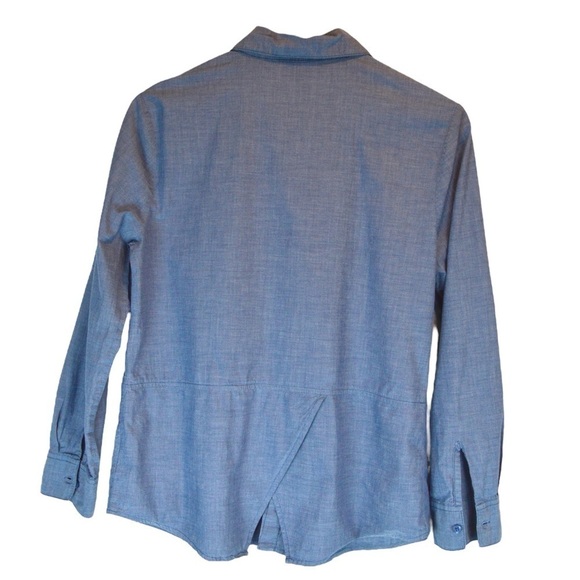ALC Woman Cotton Chambray Tulip Hem Back Blouse, Size Small - Picture 2 of 10